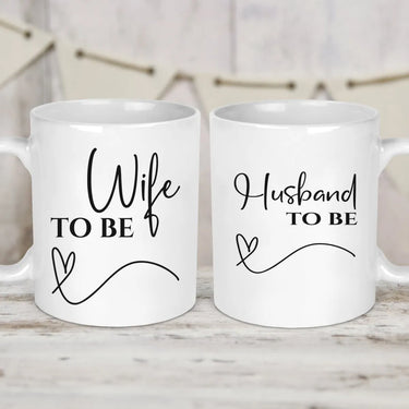 Couples' Engagement Mugs - His & Hers Set - Fiancé Gifts - Lovebirds Design - DENMARY
